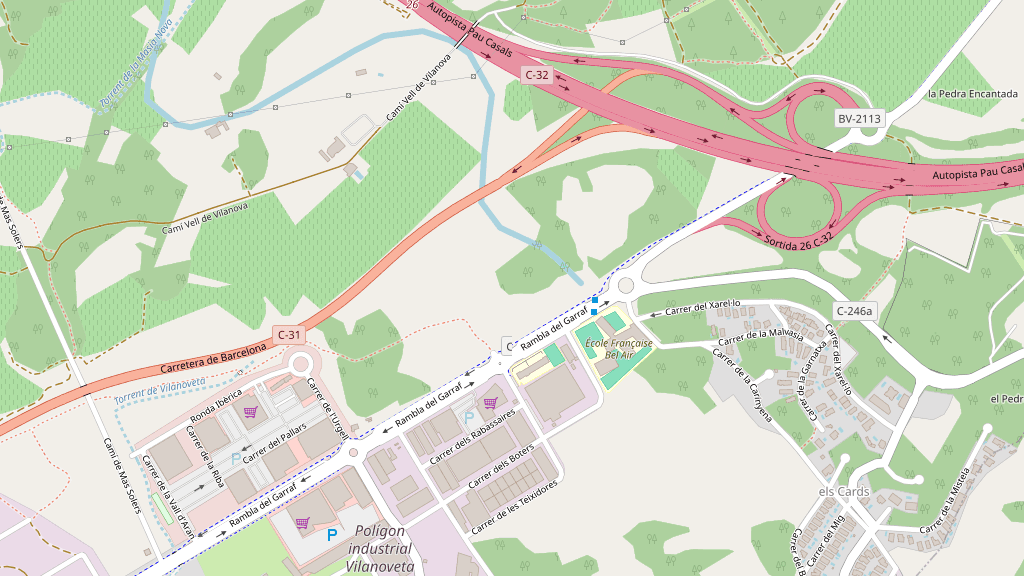 Mapa de la zona del taller, en la Rambla del Garraf de Sant Pere de Ribes